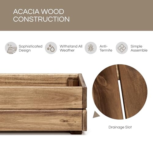 THYOI Premium Wooden Planter Box, Storage Box - 3 Colors (Natural) - color: Natural
