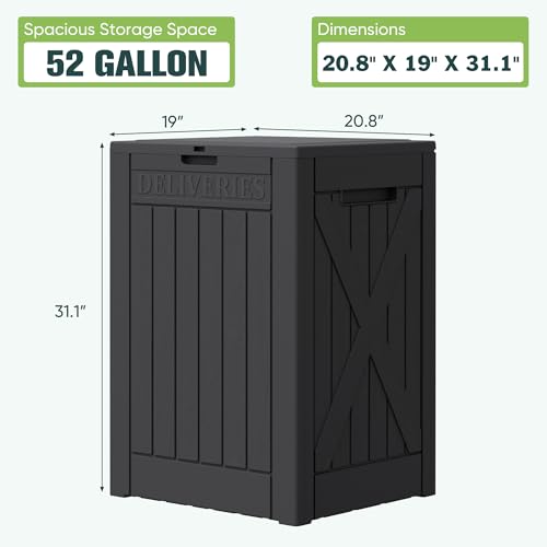 Greesum 52 Gallon Large Outdoor Package Delivery Box, Black - color: Black, size: 52 Gallon