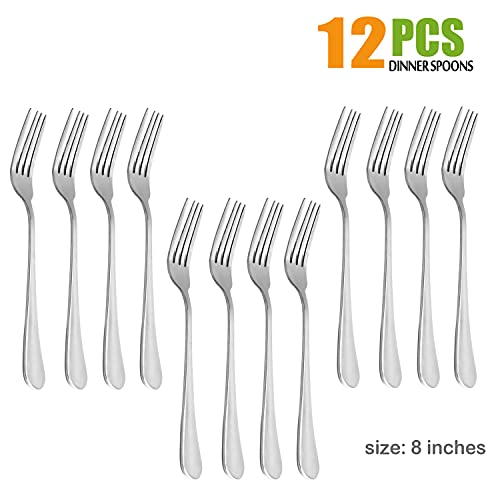HaWare 12-Pieces Stainless Steel Dinner Forks Set, 8 inches - size: 12-Piece Dinner Forks