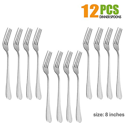 HaWare 12-Pieces Stainless Steel Dinner Forks Set, 8 inches - size: 12-Piece Dinner Forks