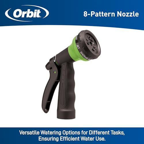 Orbit Coil Garden Hose, 50 ft, with 8-Pattern Nozzle, Green - 27389 - color: Green, size: 50 ft