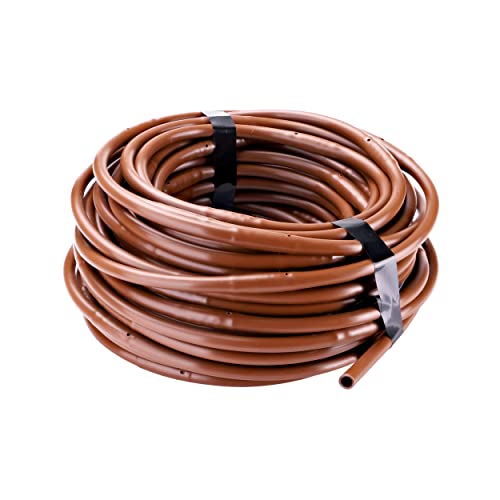 Raindrip R283DT 1/4-Inch Drip-A-Long® Dripline with 1/2 GPH Non-Pressure Compensating Emitters, 12-Inch Spacing, 50-Foot, for Drip Irrigation and Drip Irrigation Systems, Brown