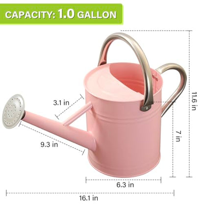 1 Gallon Watering Can for Outdoor&Indoor Plants，Pink - color: Pink