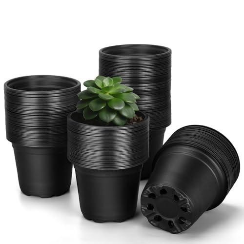 80 Pcs Small Plastic Palnt Pot, 3 Inch Nursery Pots with Drainage, Seedlings Starter Pots for Plants, Great for Herbs, Cuttings, and Starter Plants (80 pcs，3 inch) - size: 3 inch