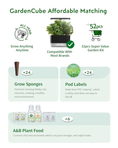 GARDENCUBE 52pcs Hydroponics Pods Kit Compatible with AeroGarden - size: 52pcs