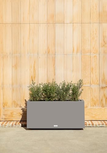 Veradek Block Series Long Box Planter - Rectangular Outdoor Planter - color: Gray, size: Medium - 2 Pack