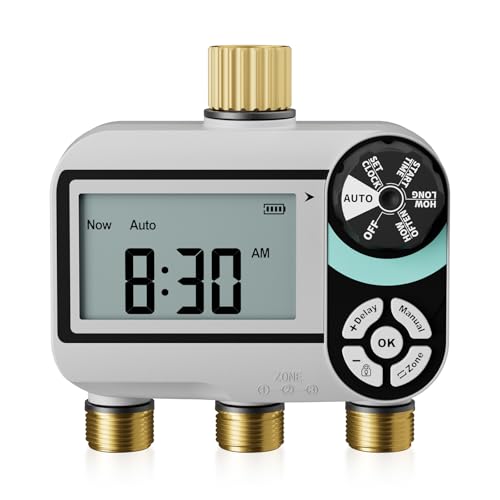 QUOBAS Brass Sprinkler Timer for Garden Hose, Programmable Water Timer - size: Sprinkler Timer 3 zone