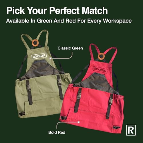 Rocklin™ Gardening Apron, Heavy Duty Canvas, Deep Pouch, Waterproof - color: Green
