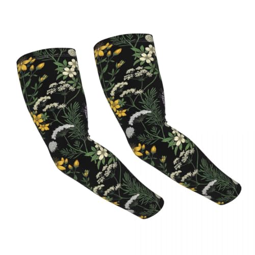 Bulldog Cooling Arm Sleeves Sunscreen Arm Cover With Thumb Hole - color: Elegant Flower
