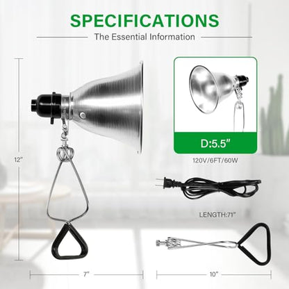 Simple Deluxe Clamp Light, 5.5 Inch Reflector, 2 Pack - color: Black Plastic Socket, size: 5.5 inch 2-Pack