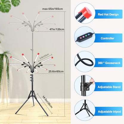 10Head Standing Grow Light for Large & Tall Plants, Bonsai Tree - size: 10Head Stand(90W)