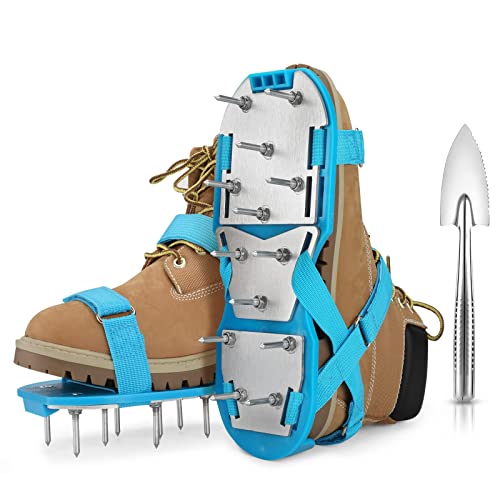 Lawn Aerator Shoes - Fully Assembled Soil Aeration Shoe Pair - Yard Aerator Tool for Aerating Patio Garden Grass Lawn