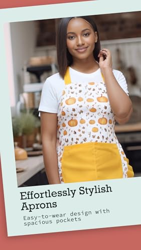 Retro Floral Apron for Women With Pockets for Cooking & Gifting - color: Pumpkin