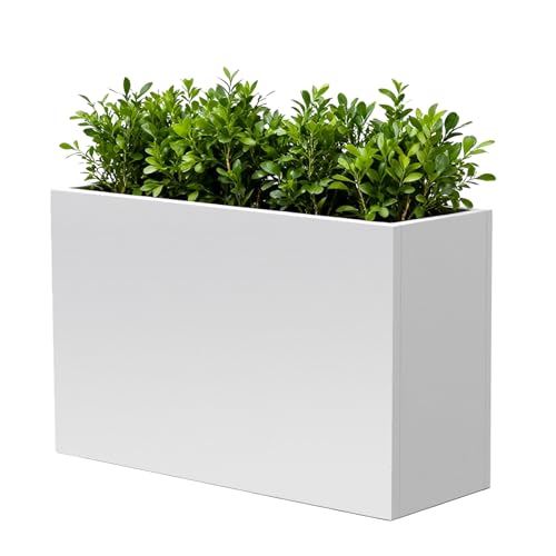 Metal Heavy Planter 32" L x 15" W x 24" H White Metal Rectangular Planter - color: White, size: 32*15*24