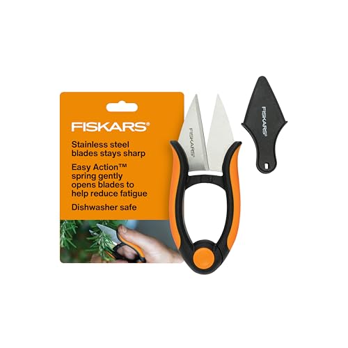 Fiskars 5" Herb Scissors, Garden Snips with Sheath and SoftGrip Handle