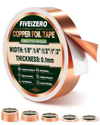 FIVEIZERO Copper Foil Tape, 1 Inch x 66 FT, Conductive Adhesive - size: 1" × 66ft