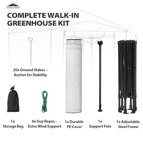 EAGLE PEAK 8.5x8.5 Easy Setup Pop Up Greenhouse, Hexagon, Clear/White - color: Clear/White, size: 8.5x8.5