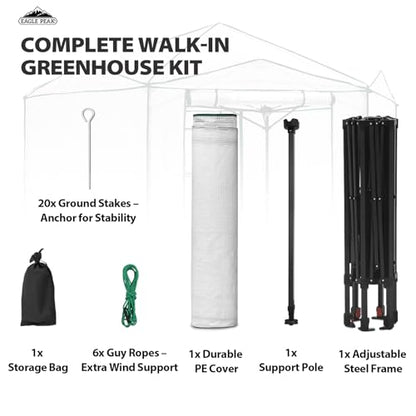 EAGLE PEAK 8.5x8.5 Easy Setup Pop Up Greenhouse, Hexagon, Clear/White - color: Clear/White, size: 8.5x8.5