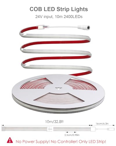 ALITOVE Outdoor LED Strip Lights Waterproof IP68 Daylight White 6500K - color: Cold White, size: 32.8FT