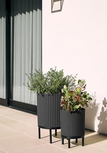 Veradek Demi Series Raised Duo Planters - Set of 2 Planters with Stands - color: Black/Black, size: Bundle - 2 Pack
