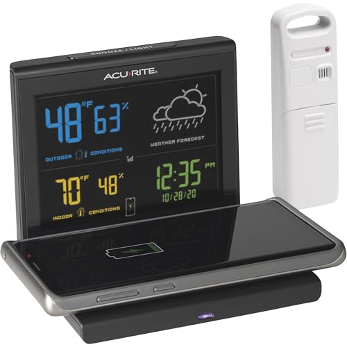 AcuRite (01193M) Weather Forecaster with Wireless Charging Pad, Alarm Clock