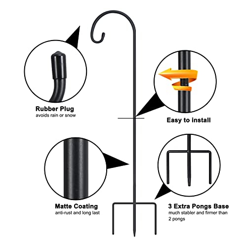FEED GARDEN 32" Small Shepherd Hooks for Outdoor,Adjustable Decorative Garden Hooks for Solar Lanterns, Hanging Plants, Wind Chimes & Garden Decor, 2 Pack