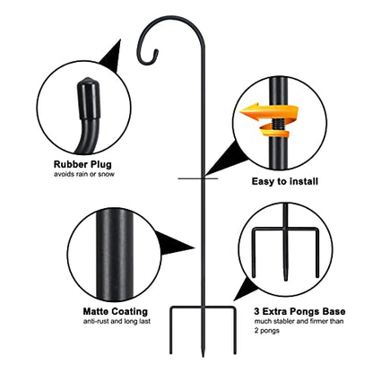 FEED GARDEN 32" Small Shepherd Hooks for Outdoor,Adjustable Decorative Garden Hooks for Solar Lanterns, Hanging Plants, Wind Chimes & Garden Decor, 2 Pack