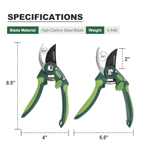 Pruning Shears for Gardening, 8.5" Bypass Garden Scissors Adjustable Grip Width, Ultra-Sharp Hand Pruner Rust-resistant Steel Blade Heavy Duty Garden Clippers with Safety Lock, Shears Gardening Tools
