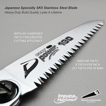 TONMA 5" Pocket Folding Saw, Made in Korea, Medium Teeth, TDE-901 - size: 5 inches (130mm)