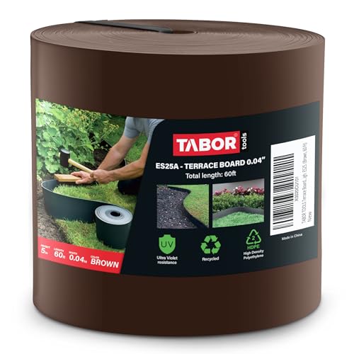 TABOR TOOLS 60 Ft Terrace Board, 5 Inch High, 0.04" Inch Thin, Landscape Edging Coil, Grass Barrier, Bender Board, Garden Liner, ES25. (Brown) - color: Brown, 60 ft