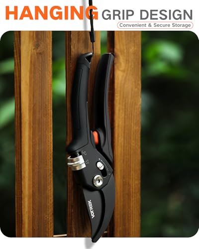Garden Shears, 8.5" Unique Stepless Handle Opening for All Hand Size - color: Classic Black