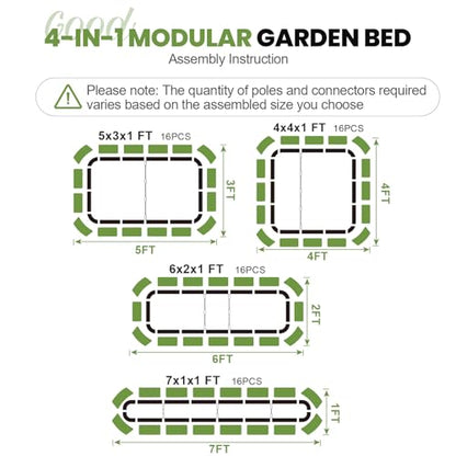G GOOD GAIN Raised Garden Bed Outdoor, 4-in-1 Modular Metal Planter, Grey - color: Gray, size: 5x3x1ft(1pcs)