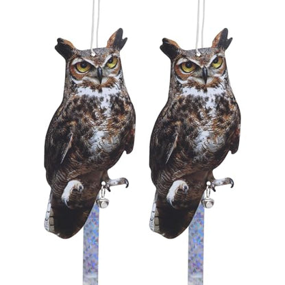 Bird Scarer, 2Pack Fake Owl Hanging Owl to Keep Birds Away Reflective Hanging Bird Decoration to Keep Birds Away from Garden Patio Windows, Mighty Hawks 2pcs - color: Mighty Hawks 2pcs