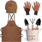 Tarpop 7 Pcs Garden Tool Set Plant Whisperer Apron Cap Gloves Tools, Brown - color: Brown