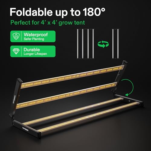 VIVOSUN VSFL3000 300W LED Grow Light Foldable 4-Bar Dimmable Full Spectrum - size: 3x3