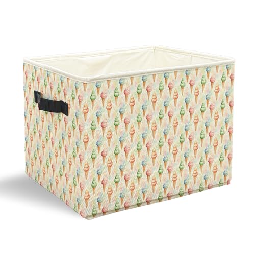 Pastel Ice-Creams Collapsible Laundry Basket with Handles - color: Iot cream