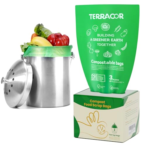 3 Gallon Compostable Food Scrap Bags, 100 Bags Compost Bags for Countertop Bin, BPI Certified and Meet The ASTM D6400 Standard - color: 3Gal-100Bags