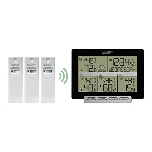 La Crosse Technology 308-1412-3TX-INT Wireless Weather Station (Including 3 Sensors) , Black