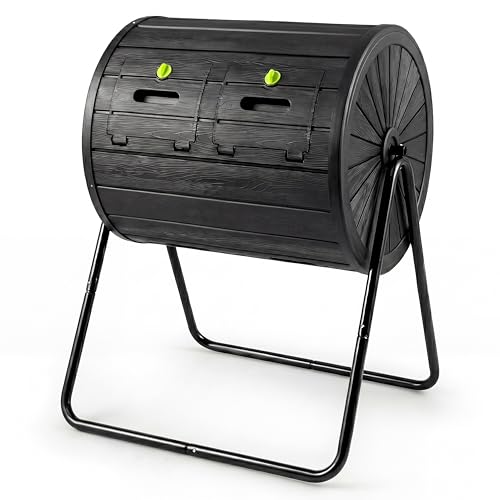 Happygrill Compost Tumbler, 37.5 Gallon Outdoor Compost Bin - color: Black