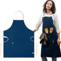 Cotton Canvas Apron for Women & Men – Adjustable Neck Strap & Waist Ties with Pockets - color: Blue