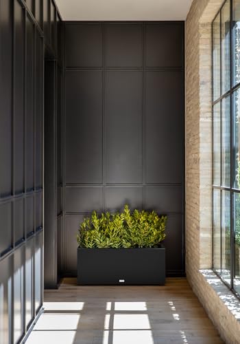 Veradek Block Series Long Box Planter - Rectangular Outdoor Planter - color: Black, size: Large - 2 Pack