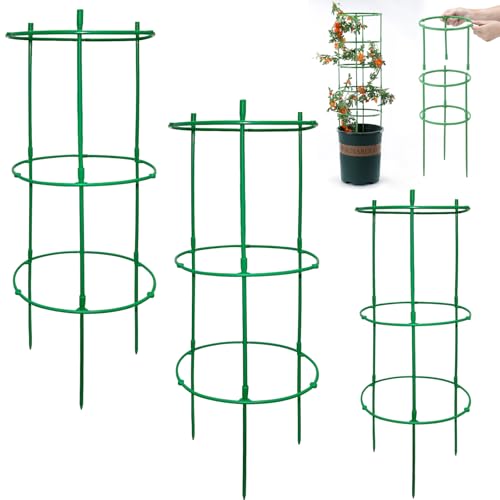 12 Packs Plant Support Stakes, Plant Support with Garden Wire Ties for Indoor Plants, Plastic Stackable Garden Flower Support, Plant Stakes for Tomato, Monstera, Peony, Hydrangea Climbing Plants