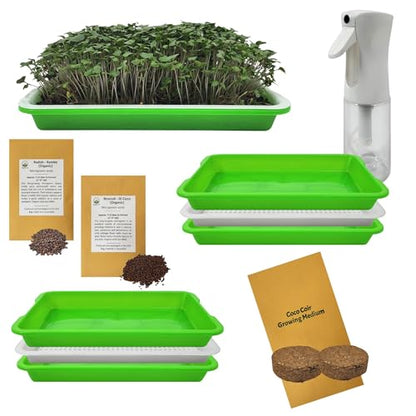 Microgreens Kit, Mister, 2 Sets of Trays, Coco Coir Discs, Organic Seeds - style: Coco Coir Kit