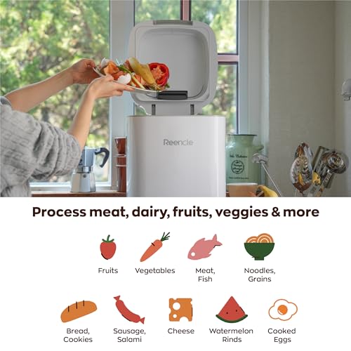 Reencle Prime Electric Composter - 14L Kitchen Composter, Decomposes Up to 2.2 lbs Food Waste Daily, Odorless Indoor Composting with Whisper-Quiet Technology & Rapid Decomposition (White) - color: Star White