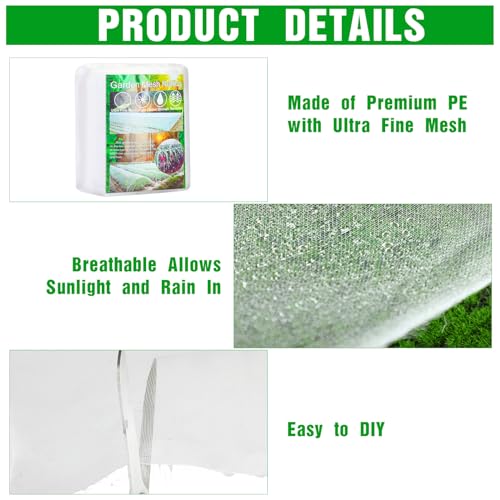 Woanger 4 X 100 Ft White Garden Bug Netting Ultra Fine Mesh for Plants - size: 4 x 100 ft