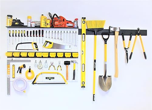 WallPeg - Ultimate Garage Organization Solution! 96" Wide Kit (PK 139 W) Peg Board Wall Organizer, Garage Shelving, Tool & Garden Tools Storage, Craft Organizer with Locking Pegboard Hooks