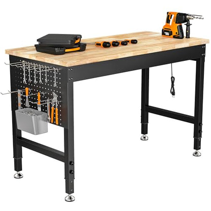 CAMMOO 48" Adjustable Workbench, 2000LBS Max Load, Pegboard & Power Strip - size: 48*24 Inch