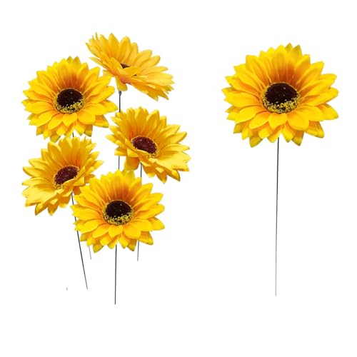 Garden Stakes Decor,10Pcs Garden Stakes Decorative Outdoor Lawn Pathway Patio Plant Pot Art Stick Yard Art Decorations for Pot Lawn Patio Corridor Flower Bed Outdoor Plant (Sunflower 5PCS) - style: Sunflower 5PCS