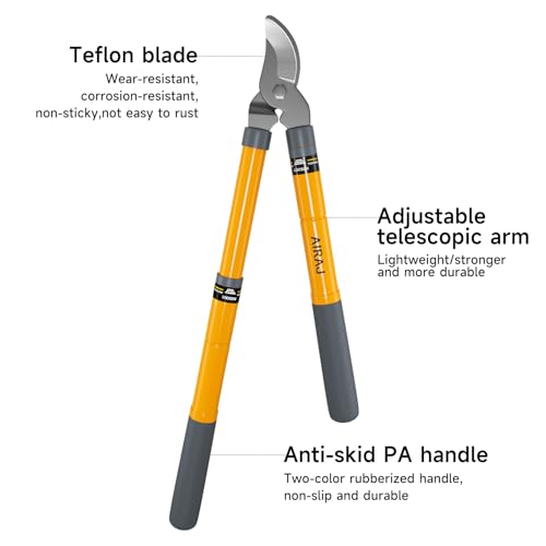 AIRAJ 16-24" Tree Loppers for Gardening, 1.5” Cut Tree Trimmer Garden Tools - size: 16-24'' Extendable Loppers