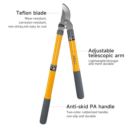 AIRAJ 16-24" Tree Loppers for Gardening, 1.5” Cut Tree Trimmer Garden Tools - size: 16-24'' Extendable Loppers